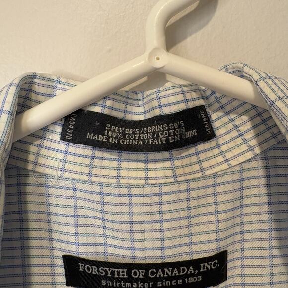Forsythe of Canada Non Iron Tailored Fit Mens Dress Shirt 15.5  34/35 Blue - Picture 3 of 9